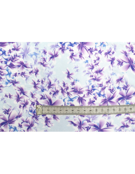 Tissu Gabardine Viscose Imprimé Fleur Cassandra Bleu de Qualité, Tissu au mètre, Tissu pas cher - Alltissus.com