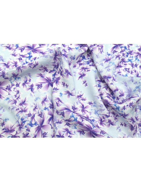 Tissu Gabardine Viscose Imprimé Fleur Cassandra Bleu de Qualité, Tissu au mètre, Tissu pas cher - Alltissus.com