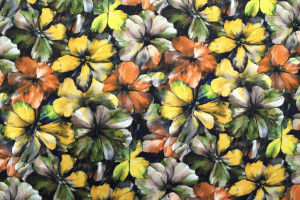 Tissu Gabardine Viscose Imprimé Fleur Camellia Kaki de Qualité, Tissu au mètre, Tissu pas cher - Alltissus.com 2