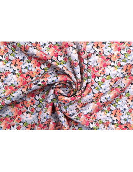 Tissu Gabardine Viscose Imprimé Fleur Purple Rose de Qualité, Tissu au mètre, Tissu pas cher - Alltissus.com