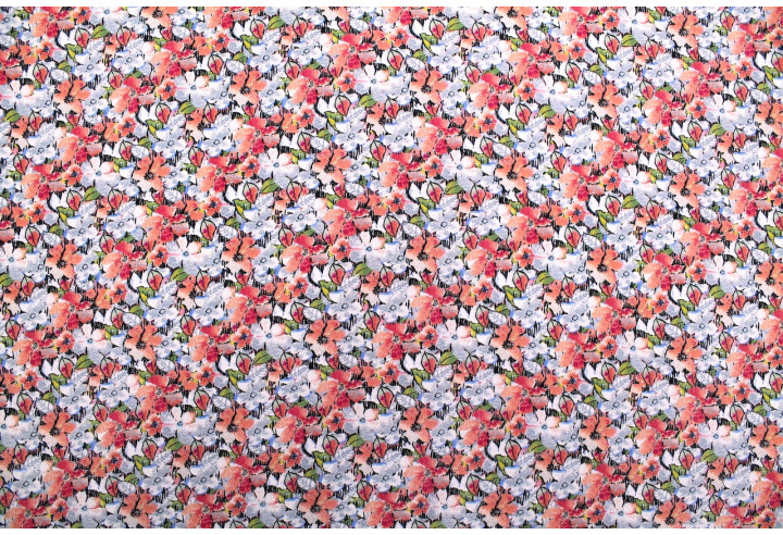 Tissu Gabardine Viscose Imprimé Fleur Purple Rose de Qualité, Tissu au mètre, Tissu pas cher - Alltissus.com