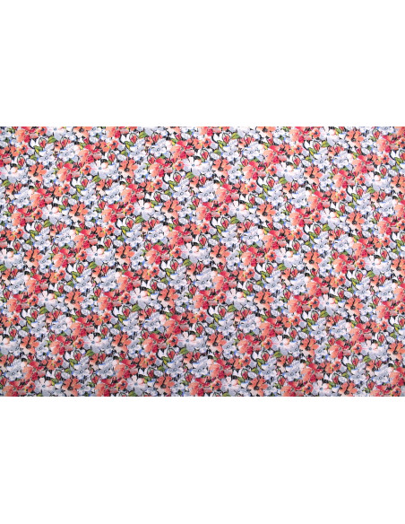 Tissu Gabardine Viscose Imprimé Fleur Purple Rose de Qualité, Tissu au mètre, Tissu pas cher - Alltissus.com
