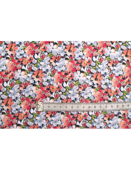 Tissu Gabardine Viscose Imprimé Fleur Purple Rose de Qualité, Tissu au mètre, Tissu pas cher - Alltissus.com