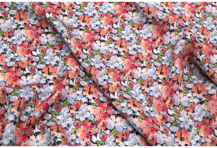 Tissu Gabardine Viscose Imprimé Fleur Purple Rose de Qualité, Tissu au mètre, Tissu pas cher - Alltissus.com