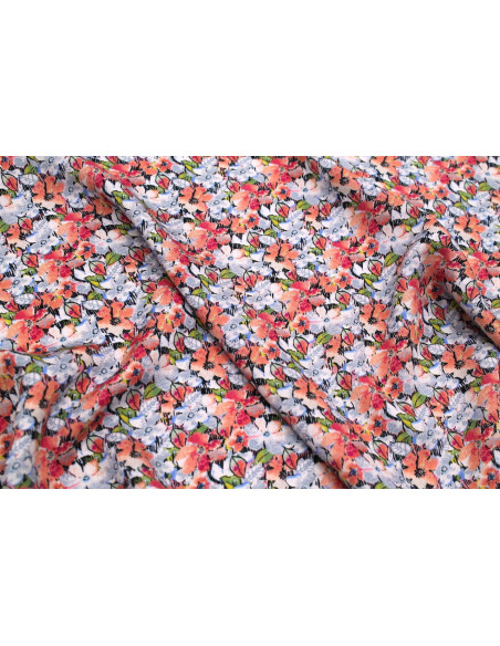 Tissu Gabardine Viscose Imprimé Fleur Purple Rose de Qualité, Tissu au mètre, Tissu pas cher - Alltissus.com