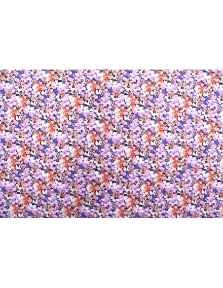 Tissu Gabardine Viscose Imprimé Fleur Purple Fuchsia de Qualité, Tissu au mètre, Tissu pas cher - Alltissus.com