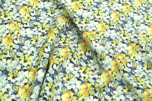 Tissu Gabardine Viscose Imprimé Fleur Purple Jaune de Qualité, Tissu au mètre, Tissu pas cher - Alltissus.com 2