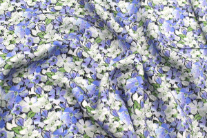 Tissu Gabardine Viscose Imprimé Fleur Purple Bleu de Qualité, Tissu au mètre, Tissu pas cher - Alltissus.com 2