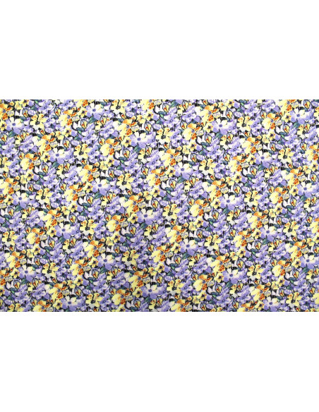 Tissu Gabardine Viscose Imprimé Fleur Purple Violet de Qualité, Tissu au mètre, Tissu pas cher - Alltissus.com