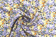 Tissu Gabardine Viscose Imprimé Fleur Purple Violet de Qualité, Tissu au mètre, Tissu pas cher - Alltissus.com