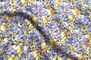 Tissu Gabardine Viscose Imprimé Fleur Purple Violet de Qualité, Tissu au mètre, Tissu pas cher - Alltissus.com 2