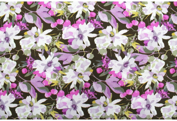 Tissu Gabardine Viscose Imprimé Fleur Maria Violet de Qualité, Tissu au mètre, Tissu pas cher - Alltissus.com