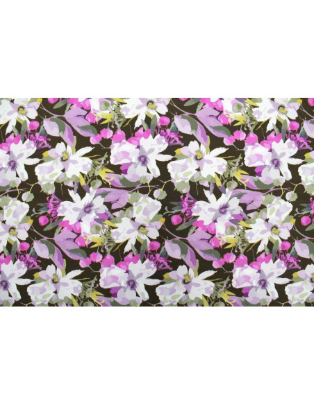 Tissu Gabardine Viscose Imprimé Fleur Maria Violet de Qualité, Tissu au mètre, Tissu pas cher - Alltissus.com