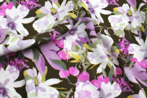 Tissu Gabardine Viscose Imprimé Fleur Maria Violet de Qualité, Tissu au mètre, Tissu pas cher - Alltissus.com 2