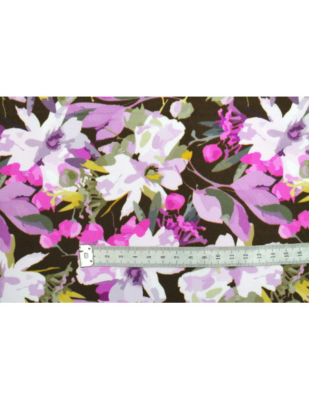 Tissu Gabardine Viscose Imprimé Fleur Maria Violet de Qualité, Tissu au mètre, Tissu pas cher - Alltissus.com