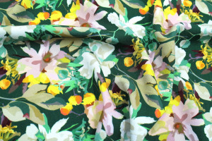 Tissu Gabardine Viscose Imprimé Fleur Maria Vert de Qualité, Tissu au mètre, Tissu pas cher - Alltissus.com 2