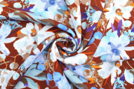 Tissu Gabardine Viscose Imprimé Fleur Maria Choco de Qualité, Tissu au mètre, Tissu pas cher - Alltissus.com