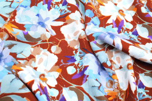 Tissu Gabardine Viscose Imprimé Fleur Maria Choco de Qualité, Tissu au mètre, Tissu pas cher - Alltissus.com 2