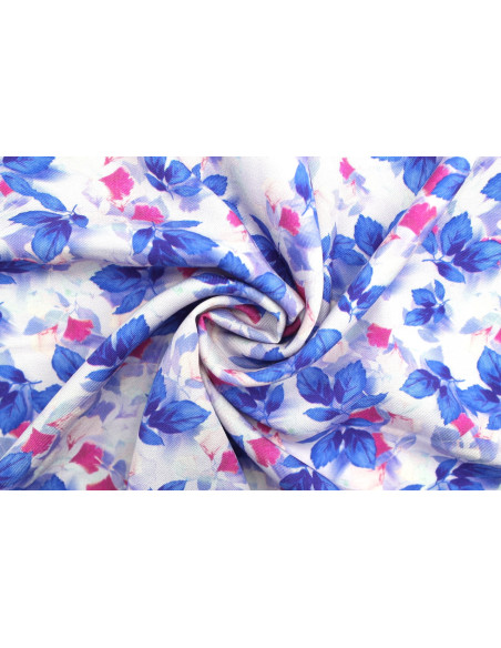 Tissu Gabardine Viscose Imprimé Feuille Hazel Bleu foncé de Qualité, Tissu au mètre, Tissu pas cher - Alltissus.com