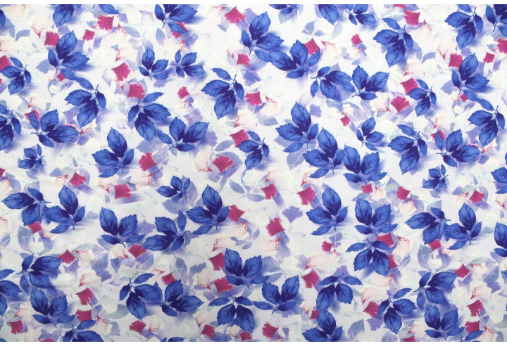 Tissu Gabardine Viscose Imprimé Feuille Hazel Bleu foncé de Qualité, Tissu au mètre, Tissu pas cher - Alltissus.com