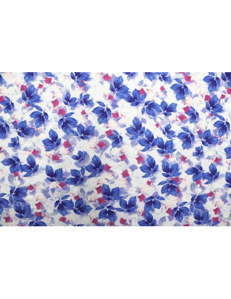 Tissu Gabardine Viscose Imprimé Feuille Hazel Bleu foncé de Qualité, Tissu au mètre, Tissu pas cher - Alltissus.com