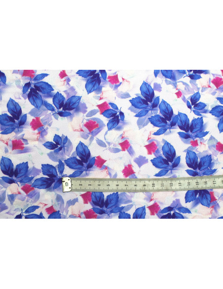 Tissu Gabardine Viscose Imprimé Feuille Hazel Bleu foncé de Qualité, Tissu au mètre, Tissu pas cher - Alltissus.com