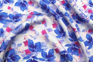 Tissu Gabardine Viscose Imprimé Feuille Hazel Bleu foncé de Qualité, Tissu au mètre, Tissu pas cher - Alltissus.com 2