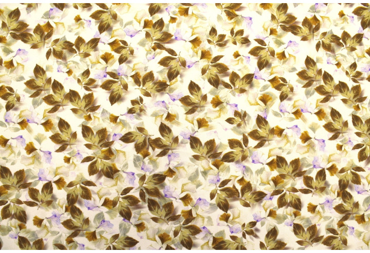 Tissu Gabardine Viscose Imprimé Feuille Hazel Beige de Qualité, Tissu au mètre, Tissu pas cher - Alltissus.com