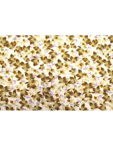 Tissu Gabardine Viscose Imprimé Feuille Hazel Beige de Qualité, Tissu au mètre, Tissu pas cher - Alltissus.com