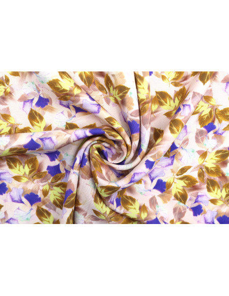 Tissu Gabardine Viscose Imprimé Feuille Hazel Violet de Qualité, Tissu au mètre, Tissu pas cher - Alltissus.com