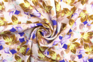 Tissu Gabardine Viscose Imprimé Feuille Hazel Violet de Qualité, Tissu au mètre, Tissu pas cher - Alltissus.com