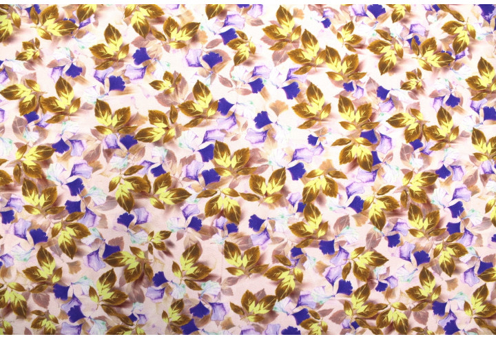 Tissu Gabardine Viscose Imprimé Feuille Hazel Violet de Qualité, Tissu au mètre, Tissu pas cher - Alltissus.com