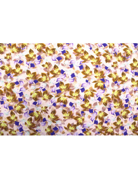Tissu Gabardine Viscose Imprimé Feuille Hazel Violet de Qualité, Tissu au mètre, Tissu pas cher - Alltissus.com