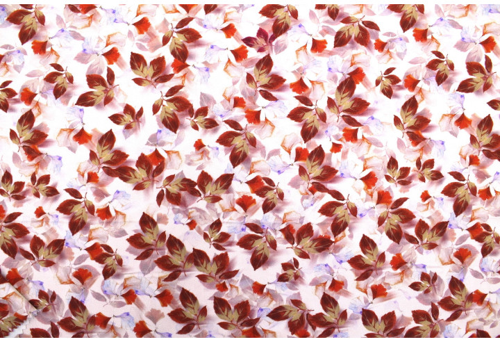Tissu Gabardine Viscose Imprimé Feuille Hazel Rouge de Qualité, Tissu au mètre, Tissu pas cher - Alltissus.com