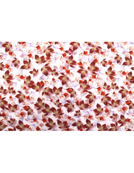 Tissu Gabardine Viscose Imprimé Feuille Hazel Rouge de Qualité, Tissu au mètre, Tissu pas cher - Alltissus.com