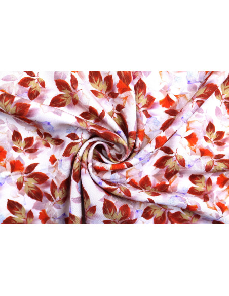 Tissu Gabardine Viscose Imprimé Feuille Hazel Rouge de Qualité, Tissu au mètre, Tissu pas cher - Alltissus.com