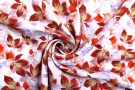Tissu Gabardine Viscose Imprimé Feuille Hazel Rouge de Qualité, Tissu au mètre, Tissu pas cher - Alltissus.com