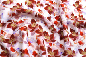 Tissu Gabardine Viscose Imprimé Feuille Hazel Rouge de Qualité, Tissu au mètre, Tissu pas cher - Alltissus.com 2