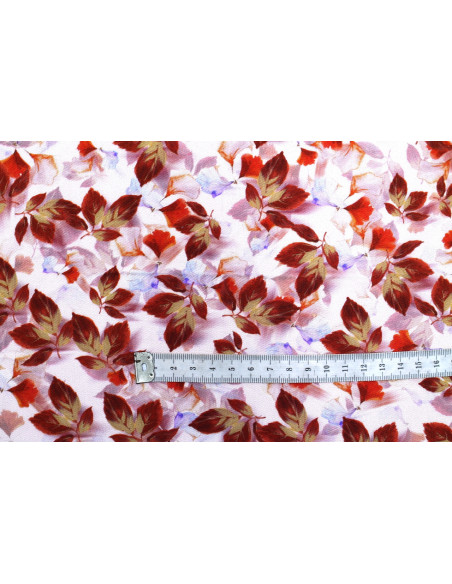 Tissu Gabardine Viscose Imprimé Feuille Hazel Rouge de Qualité, Tissu au mètre, Tissu pas cher - Alltissus.com