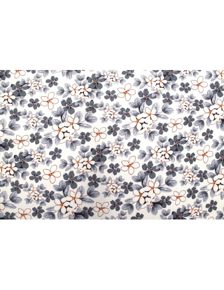 Tissu Gabardine Viscose Imprimé Fleur Lysie Gris de Qualité, Tissu au mètre, Tissu pas cher - Alltissus.com