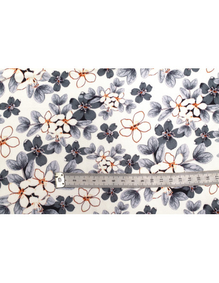Tissu Gabardine Viscose Imprimé Fleur Lysie Gris de Qualité, Tissu au mètre, Tissu pas cher - Alltissus.com