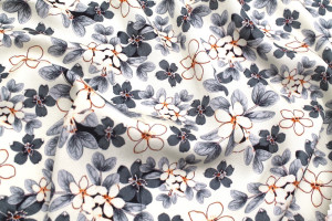 Tissu Gabardine Viscose Imprimé Fleur Lysie Gris de Qualité, Tissu au mètre, Tissu pas cher - Alltissus.com 2
