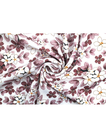 Tissu Gabardine Viscose Imprimé Fleur Lysie Mauve de Qualité, Tissu au mètre, Tissu pas cher - Alltissus.com
