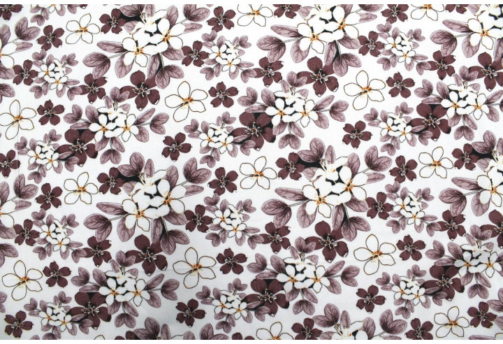 Tissu Gabardine Viscose Imprimé Fleur Lysie Mauve de Qualité, Tissu au mètre, Tissu pas cher - Alltissus.com