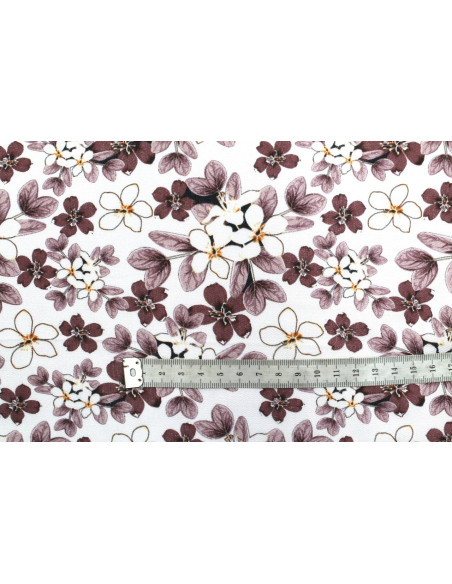 Tissu Gabardine Viscose Imprimé Fleur Lysie Mauve de Qualité, Tissu au mètre, Tissu pas cher - Alltissus.com