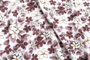Tissu Gabardine Viscose Imprimé Fleur Lysie Mauve de Qualité, Tissu au mètre, Tissu pas cher - Alltissus.com 2
