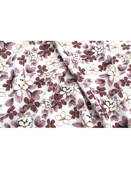 Tissu Gabardine Viscose Imprimé Fleur Lysie Mauve de Qualité, Tissu au mètre, Tissu pas cher - Alltissus.com