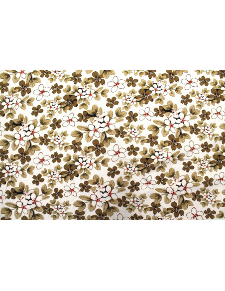Tissu Gabardine Viscose Imprimé Fleur Lysie Beige de Qualité, Tissu au mètre, Tissu pas cher - Alltissus.com