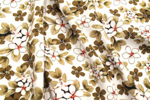 Tissu Gabardine Viscose Imprimé Fleur Lysie Beige de Qualité, Tissu au mètre, Tissu pas cher - Alltissus.com 2