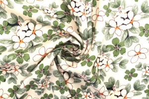Tissu Gabardine Viscose Imprimé Fleur Lysie Vert de Qualité, Tissu au mètre, Tissu pas cher - Alltissus.com